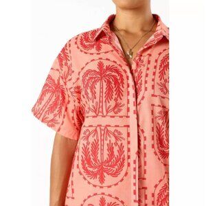 Petal & Pup Taylor Peach Palm Tree Floral Oversized Shirt L